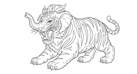 Mystical Baku Dream Eater Detailed Adult Coloring Page Japanese Mythology Folklore Beastのイラスト素材