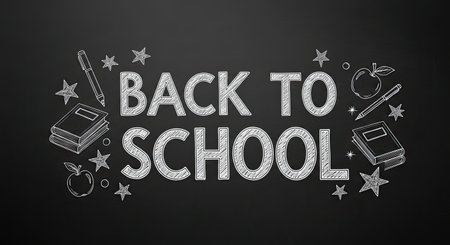 Classic Blackboard Background with Handwritten Back to School Chalk Message