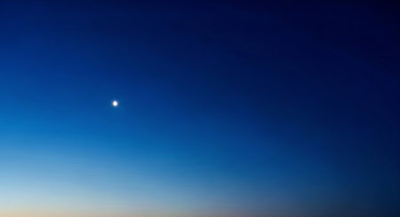 Tranquil Deep Blue Evening Sky with First Star Appearing as a Symbol of Hope