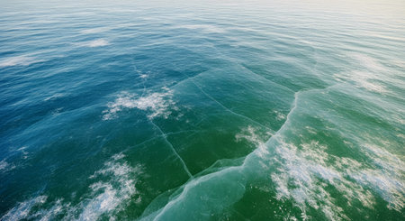 Abstract Flat Ice Surface with Subtle Blue Green Color Gradient and Delicate Light Frost