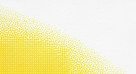Abstract Halftone Fadeout Using Yellow Ink on a Textured Off White Paper Backgroundの写真素材