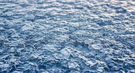 Hail-Fused Ice Sheet with Rounded Pellet Patterns Across the Surface Natural Textureの写真素材