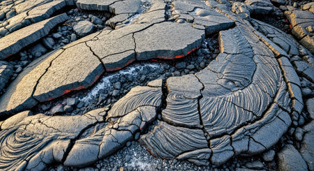 Rugged Hardened Lava Field Texture with Jagged Basalt Formations and Geology