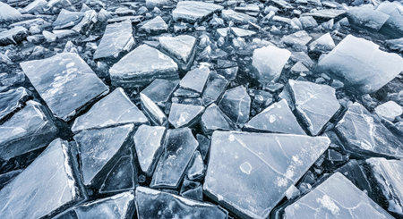 Abstract Jagged Shattered Ice with Angular Chunks and Frozen Fractured Surface