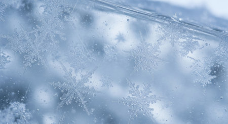 Snowflake Embedded Ice Sheet Isolated Pattern Visibility Intricate Cold Weather Textureの写真素材