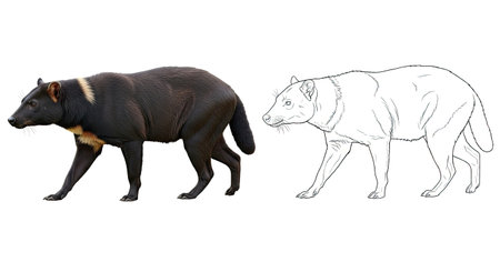 Detailed Tayra Coloring Page with a Full Color Version and an Outline Companion