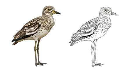 Educational Australian Bush Stone Curlew Coloring Sheet Outline Drawing for All Ages