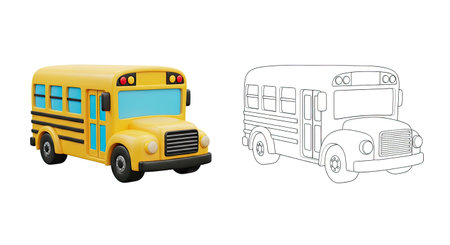 Happy Cartoon School Bus Coloring Page for Kids Fun Transport and Learning Activity
