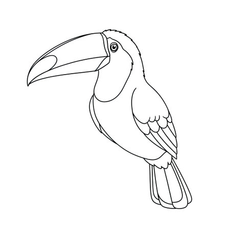 Adorable Anime Toco Toucan Coloring Page for Kids with a Cute Cartoon Style Designのイラスト素材
