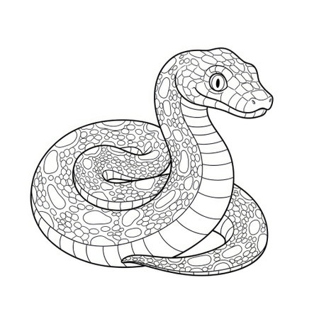 Mighty Anime Style African Python Coloring Page Outline Fun Educational Activity for Kids