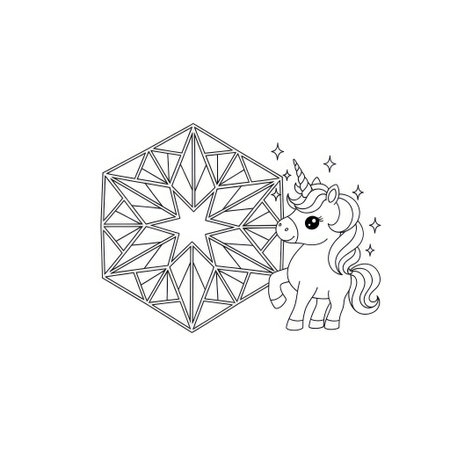 Unicorn Spiral a Sparkling Unicorn with Geometric Starburst for Little Artistsのイラスト素材