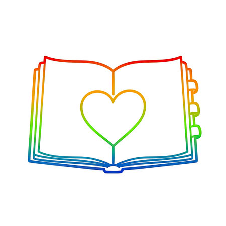 Rainbow Spectrum Open Notebook Heart Clip Art Retro Symmetrical View Expressiveのイラスト素材