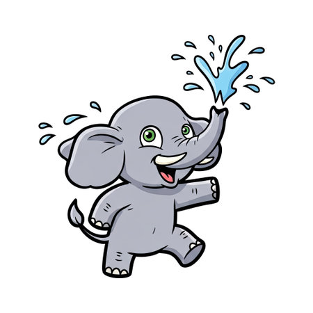 Expressive and spirited elephant calf character with a friendly look in a modern graffiti illustration styleのイラスト素材