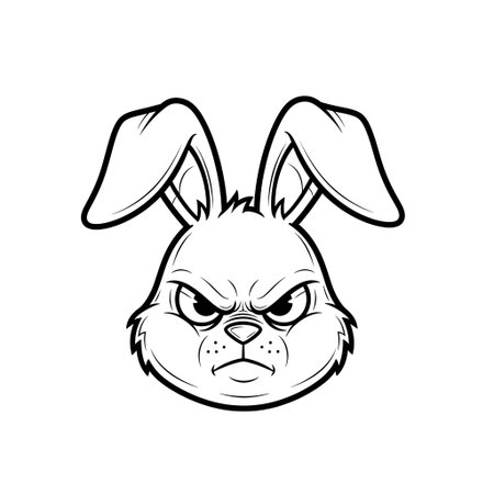 Rabbit head with sad eyes isolated on white background. Vector illustration.のイラスト素材