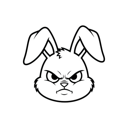 Angry rabbit head vector illustration. Isolated on white background.のイラスト素材