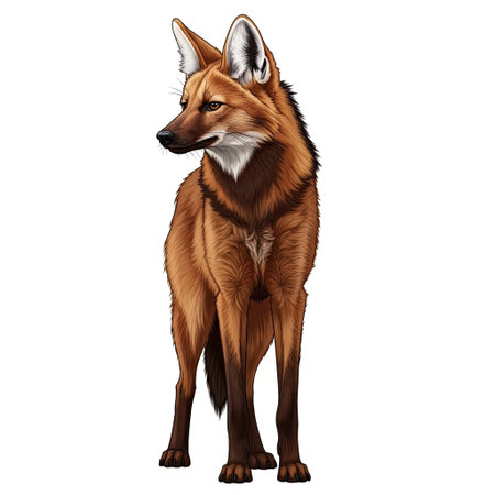 Portrait of a wolf standing isolated on white background. Vector illustration.のイラスト素材