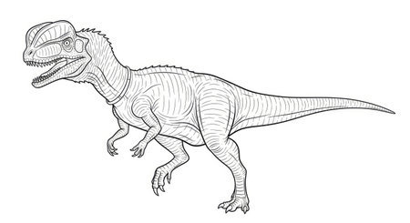 Dilophosaurus with Frills Distinctive and Simple Line Art Adult Coloring Pageのイラスト素材