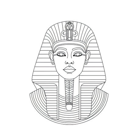 Majestic Ancient Nubian Pharaoh Sovereignty and Grace Line Art for Adultsのイラスト素材