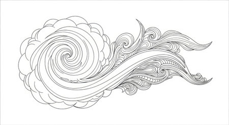 Abstract Swirl of Cloud or Smoke Pattern Zen Doodling Elements Adult Coloring Book Pageのイラスト素材
