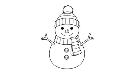 Snowman with scarf, hat and mittens. Vector illustration.のイラスト素材