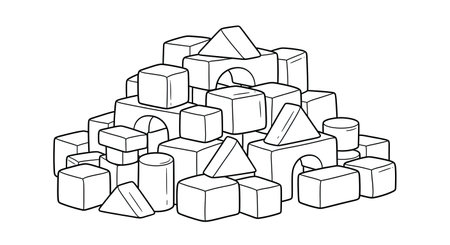 Vector illustration of a pile of cubes isolated on a white background.のイラスト素材
