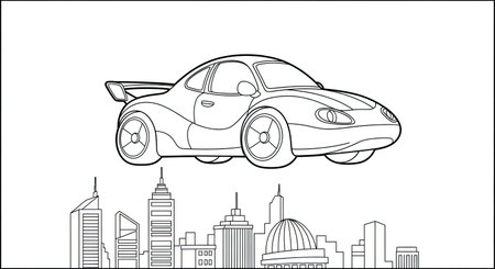 Cars in the city. Vector illustration on a white background.のイラスト素材