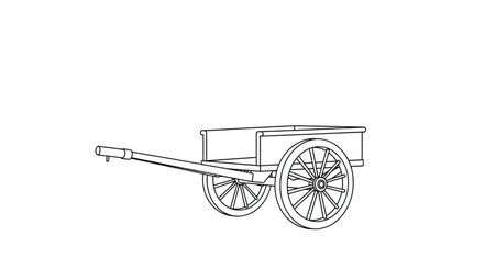 Handcart Human Powered Cart Coloring Page for Children Simple Transport Artのイラスト素材