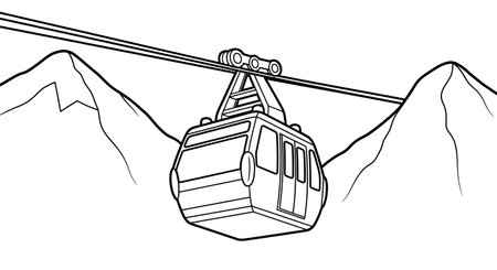 Cable Car Urban Transport Coloring Page for Children Fun Public Vehicleのイラスト素材