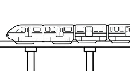 Monorail Public Transport Coloring Page for Children Fun Unique Rail Artのイラスト素材