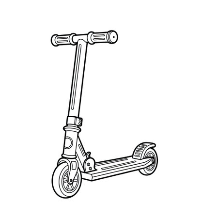 Simple Scooter Coloring Sheet for Kids Fun Two Wheeled Vehicle Activityのイラスト素材