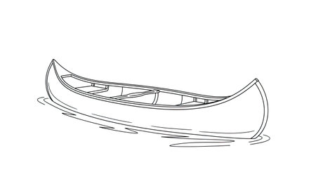 Simple Canoe Boat Coloring Sheet for Kids Fun Watercraft Outdoor Activityのイラスト素材
