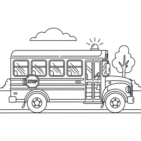 Fun School Bus Coloring Sheet for Kids Public Transport Vehicle Activity