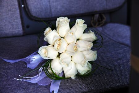 the groom, the bride, the couple, Bridal bouquet, closeup of the hands, wedding rings, champagne glassesの写真素材