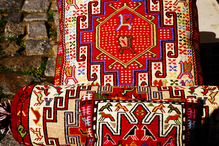 traditional Turkish Oriental cushion with handmade embroideryの写真素材