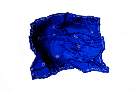 colorful Turkish Oriental beautiful scarves with pictures of natural silk on a white backgroundの写真素材