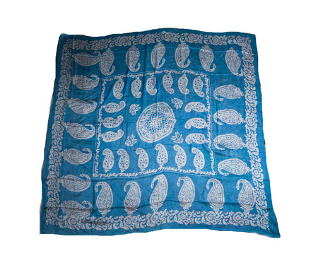 colorful Turkish Oriental beautiful scarves with pictures of natural silk on a white backgroundの写真素材