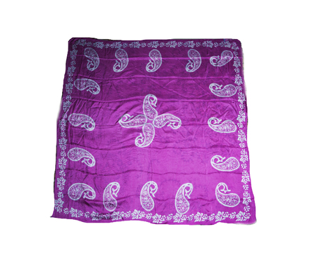 colorful Turkish Oriental beautiful scarves with pictures of natural silk on a white backgroundの写真素材