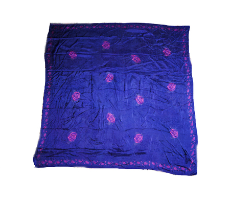 colorful Turkish Oriental beautiful scarves with pictures of natural silk on a white backgroundの写真素材