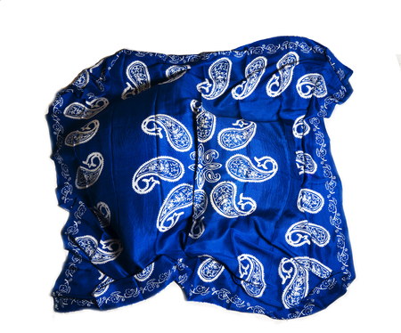 colorful Turkish Oriental beautiful scarves with pictures of natural silk on a white backgroundの写真素材