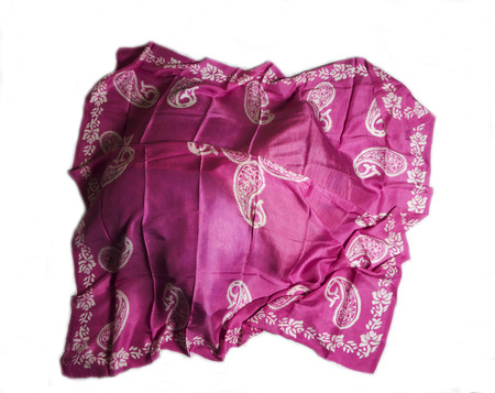 colorful Turkish Oriental beautiful scarves with pictures of natural silk on a white backgroundの写真素材
