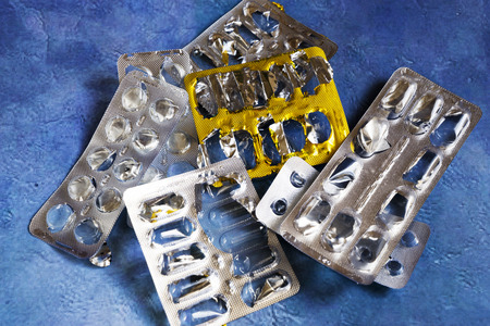 Empty containers of medicines. Isolated. empty packaging of tablets