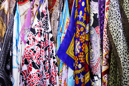 colorful Oriental Turkish silk scarves handmadeの写真素材