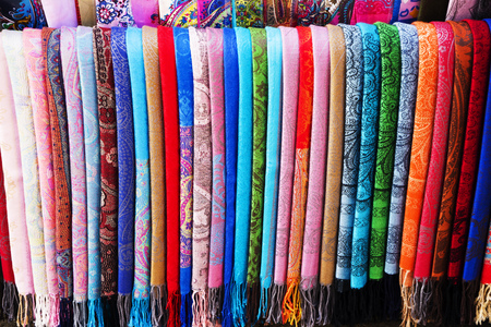 colorful Oriental Turkish silk scarves handmadeの写真素材