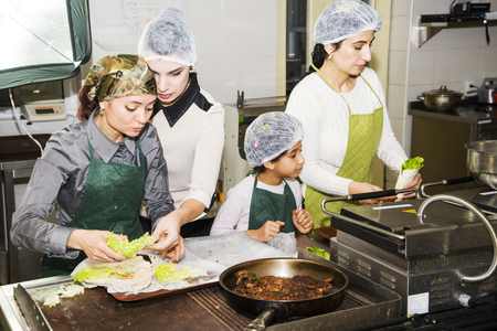 Baku, Azerbaijan-10 March 2018 : the chefs prepare vegetarian dishesのeditorial素材