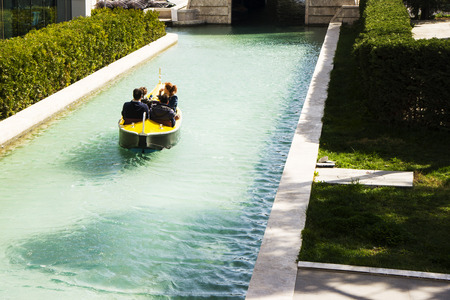 Baku, Azerbaijan-may 20, 2018 tourists boating on the lake in the city Park