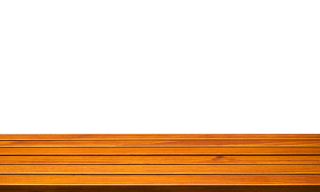 Beautiful texture empty brown wood table top texture on white background.For create product display or design key visual layout.clipping pathの写真素材