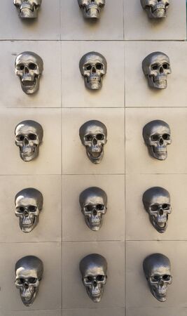 Scary skull close-up with bones. Halloween holidayの写真素材