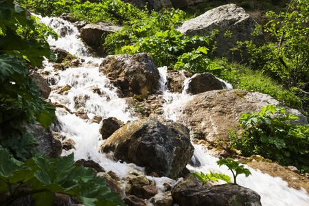 Mountain river stream valley scenery landscape.の写真素材