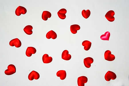 beautiful red heart painted on a white backgroundの写真素材