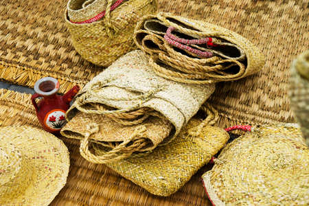Oriental, Azerbaijani national handmade wicker baskets, close up.の写真素材